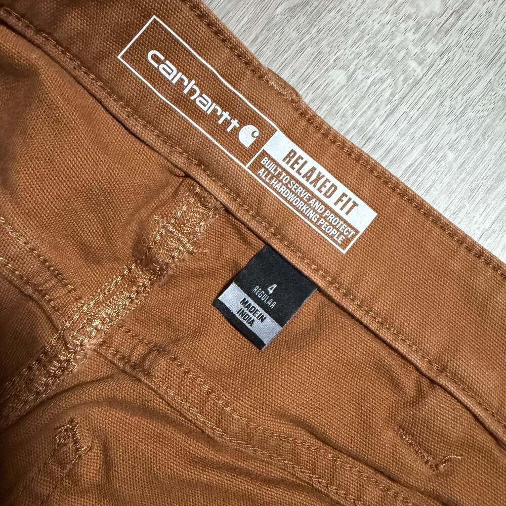 Womens Carhartt Relaxed Fit Duck Carpenter Pants Distressed Paint - Picture 3 of 9